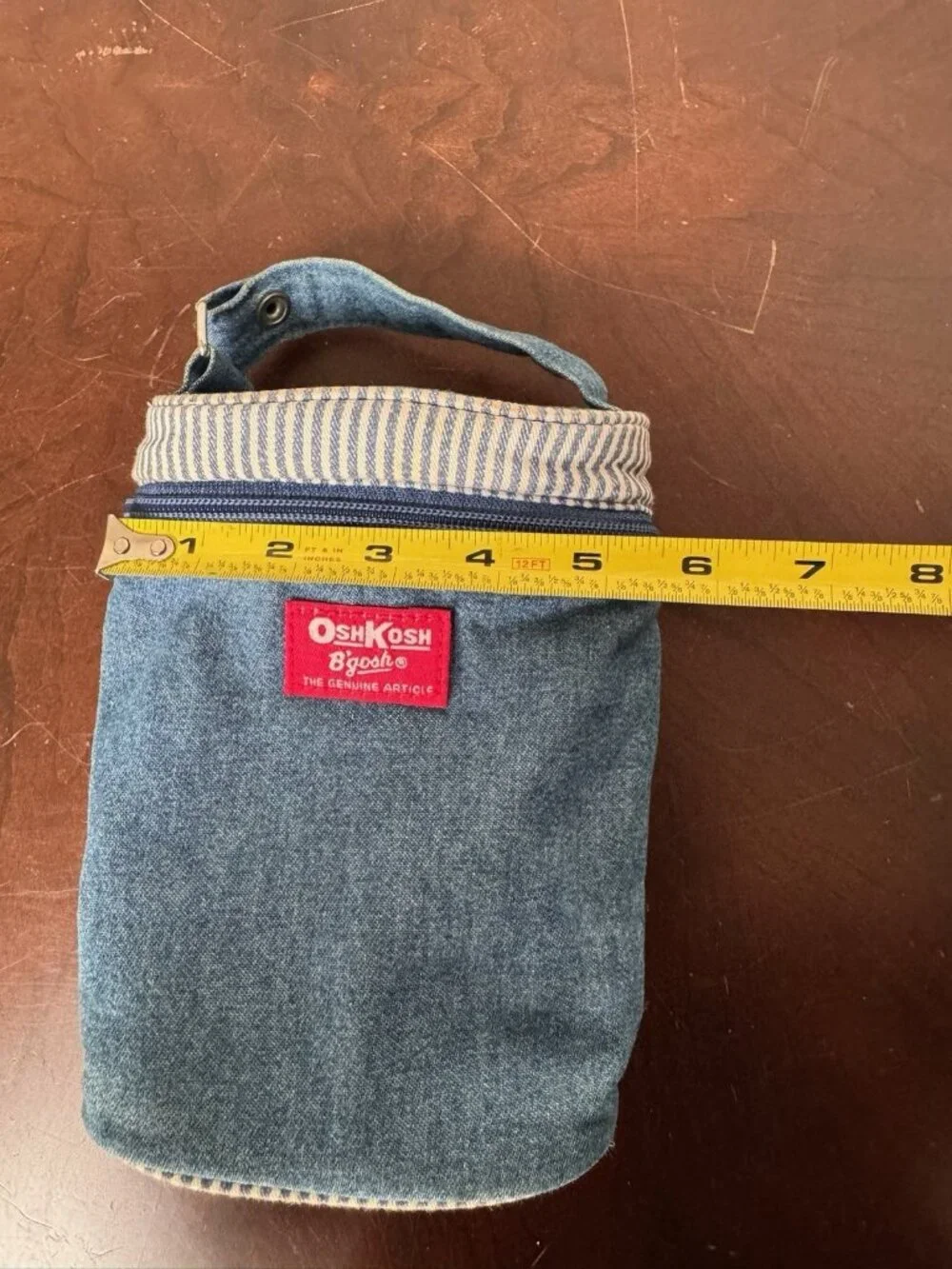 VTG OshKosh Denim Stripe Insulated Bag Handle